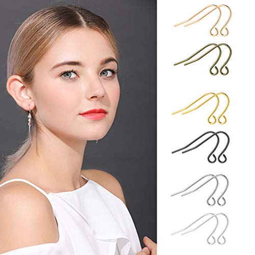 600pcs French Earring Hooks for Jewelry Making,Hypoallergenic Ear Wires Earring Hooks for DIY Craft Earring Making(6 Colors) - color: 600Pcs Gold,Silver,K Gold,White K,Ancient Cyan,Gun Black