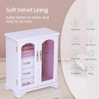 White Jewelry Box,Handle Carving Craft Wooden Jewelry Boxes,With Swivel Hook And Velvet Lining Large Jewelry Box For Women,Suitable As Gift For Friends