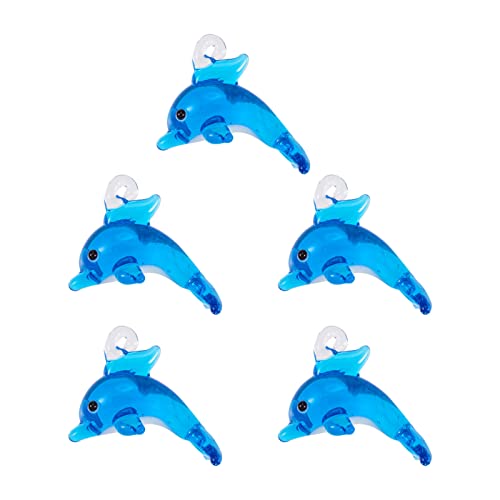 FASHEWELRY 5Pcs Handmade Ocean Dolphin Lampwork Glass Pendants Dodger Blue Marine Life Dolphin Loose Beads Charms for DIY Jewelry Project Making - color: Dolphin-Dodger Blue