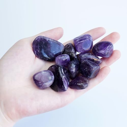 3Lb Amethyst Crystal Tumbled Stone Bulk Healing Crystals Stones Set Polished Raw Amethyst Crystal Stones Rocks for Jewelry Making, Reiki Healing - color: Amethyst