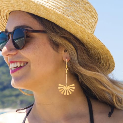 BENECREAT 60pcs Raw Brass Semicircle Shape Fan Earrings & Necklace Charms - Half Round & Geometric Component Charms for DIY Jewelry Craft Making