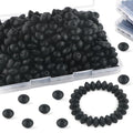 Sunrony 200Pcs 12mm Silicone Lentil Beads for Keychain Making, Bulk Abacus Spacer Beads for Pens (Black) - color: D-Black