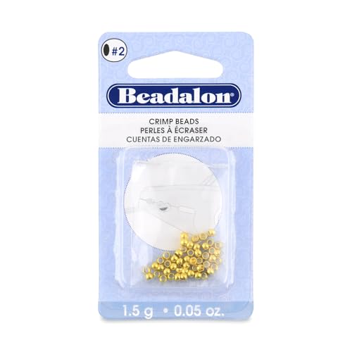 Beadalon Crimp Beads, Size #2, Gold Color, 1.5 g, Approx. 45 pc - color: Gold, size: Size #2, 45 pc