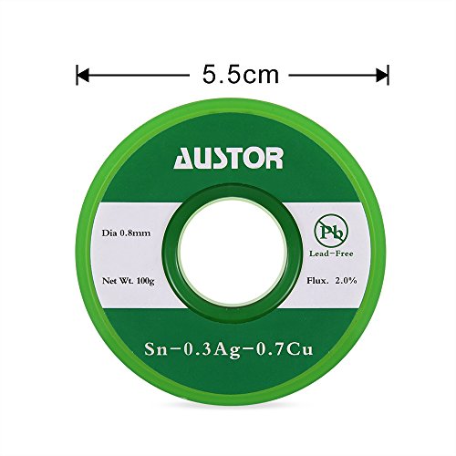 AUSTOR 0.8mm Lead Free Solder Wire with Rosin Core, 100g - size: 0.8mm 100g