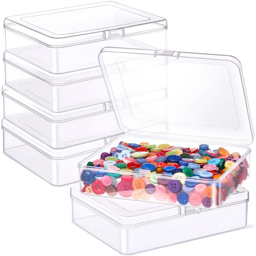 Jetec 6 Pieces Mini Plastic Clear Beads Storage Containers Box for Collecting Small Items, Beads, Jewelry, Business Cards, Game Pieces, Crafts (5 x 4 x 1.3 Inch) - size: 5 x 4 x 1.3 Inch