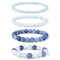 Vinswet 4pcs Beaded Bracelets for Women,Natural Healing Crystal Gemstones Bracelet,Anxiety Stress Relief Bracelet Handmade purple Jewelry Gifts for Women - color: Amazonite&Opal&Blue aventurine