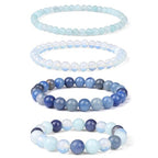 Vinswet 4pcs Beaded Bracelets for Women,Natural Healing Crystal Gemstones Bracelet,Anxiety Stress Relief Bracelet Handmade purple Jewelry Gifts for Women - color: Amazonite&Opal&Blue aventurine