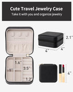 VLANDO Travel Jewelry Box, Small Jewelry Travel Organizer Case for Girls Women - Black - color: D.Black