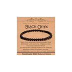 Natural Healing Gemstone Bracelet Handmade Yoga Stretch Elastic Bracelet Stress Relief Crystal Jewelry for Men and Women - color: Black Onyx (Positive Energy), size: 4mm