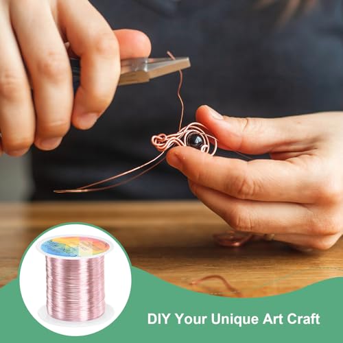 M METERXITY 0.2mm Jewelry Wire, 32 Gauge 328FT Craft Wire Copper Beading Wire for Jewelry Making/Planting/Weaving/DIY Crafting, Soft Metal Wires [100M, Rose Golden] - color: Rose Golden, size: 0.2mm 32 Gauge