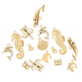 SUNNYCLUE 1 Box 16Pcs 8 Styles Real 14K Gold Plated Charms Gold Sea Theme Animal Charms Tortoise Starfish Seahorse Pendants Bulk for Earring Necklace Bracelet Jewelry Making Supplies - color: 14K Gold Plated Sea Theme Charms
