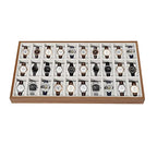 LOYALHEARTDY 30 Grid Watch Jewelry Tray Organizer Wooden Box Organizer Display Tray Watch Bracelet Display Holder with Removable Pillow for Men & Women Storage and Display
