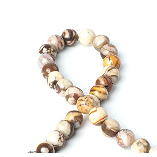 100Pcs Natural Stone 6mm Australia Zebra Round Loose Gemstone Energy Healing Beads Hole Size 1mm DIY Smooth Beads for Bracelet Necklace Earrings Jewelry Making - color: Australia Zebra, size: 6mm
