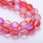 uxcell Matte Crystal Glass Beads 8mm Synthetic Frosted Shining Semi-Precious Round Loose Beads Synthetic Moonstone for Jewelry Making DIY Bracelet, Red - color: Red, size: 8mm