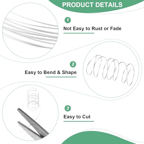 M METERXITY 2Roll 0.2mm Jewelry Wire, 32 Gauge 328FT Craft Wire Copper Beading Wire for Jewelry Making/Planting/Weaving/DIY Crafting, Soft Metal Wires [100M, Silver] - color: Silver, size: 32 Gauge 328FT