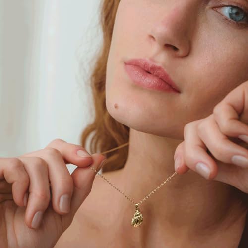 Natural Seashell Shell Scallop Pendant Choker Necklace Adjustable 18K Gold Plated Cable Chain Handmade Jewelry for Women Girls - style: Gold Conch