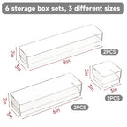 6 PCS Clear Plastic Drawer Organizer Set, 2 Sizes Acrylic Drawer Storage Trays Non Slip Storage Bins for Makeup, Jewelry, Gadgets for Kitchen, Bedroom, Bathroom, Office - style: 6 PCS with 2 sizes