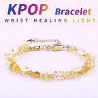 Healing Onyx Bracelet for Women Men Handmade Natural Gemstone Amethyst Crystal Bracelets Obsidian Cross Beaded Stone Jewelry - color: Citrine