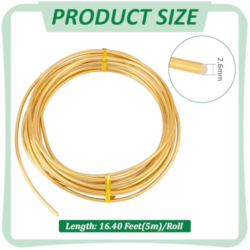 BENECREAT 10 Gauge Solid Brass Wire - 16.4FT Soft Round Wire for Jewelry Making, Gem Wrapping, DIY Crafts - color: Gold, size: 10 Gauge