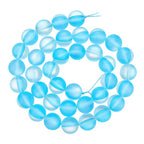 uxcell Matte Crystal Glass Beads 10mm Synthetic Frosted Shining Semi-Precious Round Loose Beads Synthetic Moonstone for Jewelry Making DIY Bracelet, Light Blue - color: Light Blue, size: 10mm