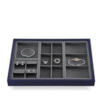 Dark Blue Jewelry Display Tray Ring Necklace Earring Bangle Organizer Multifunctional Storage Case for Jewelry Showcase (Long 3 Grids Tray) - color: 07-3 Gird Tray