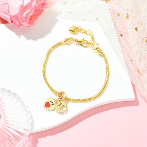 Charms for Jewelry Making Real 18K Gold Plated Dangle Charms Large Hole European Brass Pendant for Bracelet Necklace Women Gift - style: Heart