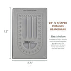 The Beadsmith Bead Board, Grey Flocked, 28” U-Shaped Channel, 8.5 x 12 inches, Design Boards for Creating Bracelets, Necklaces and Other Jewelry - size: 28" - 1 Channel