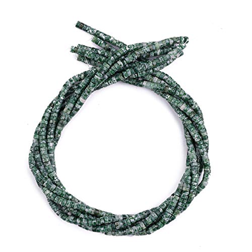 BEADIA Natural African Jade Spacer Beads Caps Loose Semi Gemstone for Beading Jewelry Making 4mmx2mm 38cm - color: African Jade, size: Round 4mm x 2mm