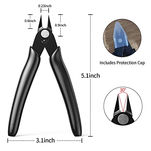 10 Pack Small Wire Cutters for Jewelry Making 5 Inch Model Nippers Filament 3d Print Snips Zip Tie Flush Cutter for Soft Copper Wire, Crafts, Floral, Electronics, Black - color: Black ( 10 Pack)