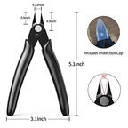 BOENFU Micro Wire Cutters 5 Inch 3d Print Snips Model Nippers Filament Zip Tie Flush Cutter for Jewelry Making, Soft Copper Wire, Crafts, Floral, Electronics, Black - color: Black ( 1 Pack )