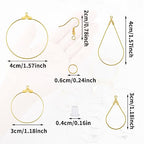200PCS Earring Making Kit - Beading Hoop Finding, Open Hoops Bulk Wire for DIY Jewelry Craft Supplies - Teardrop and Round