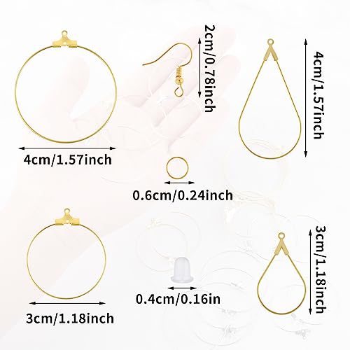 200PCS Earring Making Kit - Beading Hoop Finding, Open Hoops Bulk Wire for DIY Jewelry Craft Supplies - Teardrop and Round