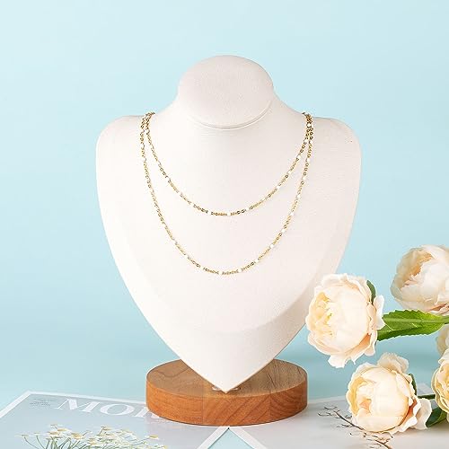UMAOKANG 33 Feet Chains Bulk on Spool Gold Plated Stainless Steel White Bead Chain for Jewelry Making - color: Gold-White Enamel