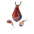 Glass Water Drop Shape Glaze Spiral Dangle Earrings Lampwork Handmade Glass Bead Geometric Earrings for Women Jewelry - color: Paint Red