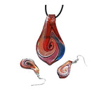 Glass Water Drop Shape Glaze Spiral Dangle Earrings Lampwork Handmade Glass Bead Geometric Earrings for Women Jewelry - color: Paint Red