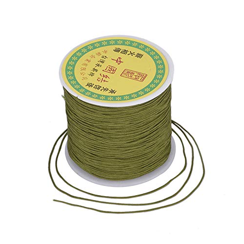 100 Yards 0.8mm Braided Nylon Crafting Thread Chinese Knotting Beading String Macrame Cord Rope for Necklace Bracelet Jewelry Craft Making, Olive - color: Olive, size: 0.8mm