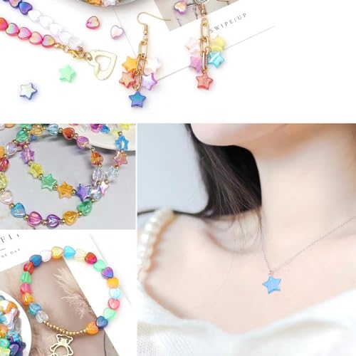 450Pcs Acrylic Beads AB Crystal Star Beads Heart Beads for Jewelry Making DIY Bead Bracelet Necklace Earrings(Deep Pink) - color: Deep Pink