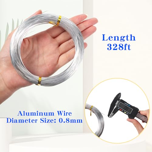 TecUnite Aluminum Craft Wire for Sculpting Bendable Metal Beading Wire for DIY Jewelry Making (1 Roll,Silver,100 m x 0.8 mm) - size: 100 m x 0.8 mm