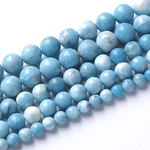Larimar Beads 60pcs 6mm Natural Gemstone Round Loose Beads for Jewelry Making Energy Crystal Healing Power Gemstone DIY Bracelet Necklace (Blue Larimar Stone, 6mm) - color: Blue Larimar Stone, size: 6mm