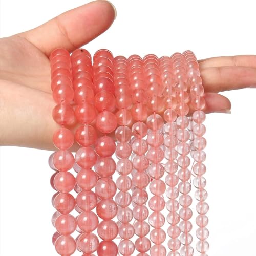About 35pcs 10mm Natural Stone Beads Watermelon Crystal Beads Energy Crystal Power Gemstone for Jewelry Making, DIY Bracelet Necklace - color: Pink Watermelon, size: 10mm