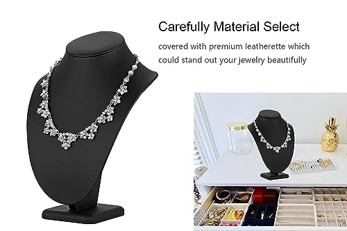 Polmart Modern Necklace Display Bust (Black Leatherette, 11 ½”H) - color: Black Leatherette, size: 11 ½”H