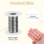 M METERXITY 21 Gauge Stainless Steel Craft Wire, 0.7mm 131 ft Bendable Floral Snare Wire for Jewelry Making/Sculpting/Armature Crafting/Floral Bonsai/DIY Crafts - size: 21 Gauge x 131 ft