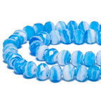 7.5×10mm 50pcs Light Blue White Faceted Lampwork Glass Beads for Jewelry Making, Flat Round Handmade Murano Beads for Bracelets, Crafts, Friendship Bracelet Kit, Rosary Making - color: Light Blue White