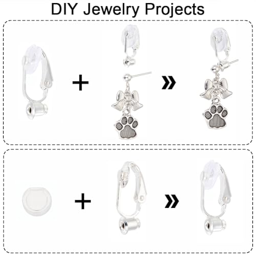 1 Box 36Pcs Silver Earring Converter Clip on Earrings Backs Brass with Comfort Pads Painless Earring Components Earring Clips for Non Pierced Ears Jewelry Making Supplies DIY Craft Beginner - color: Silver