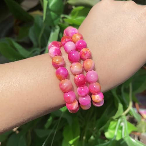 Yochus 60pcs 6mm Rose Red Persian Jade Energy Healing Round Bulk Gemstone Beads for Jewelry Making Bracelet Necklace Earring DIY - color: rose red, size: 6mm