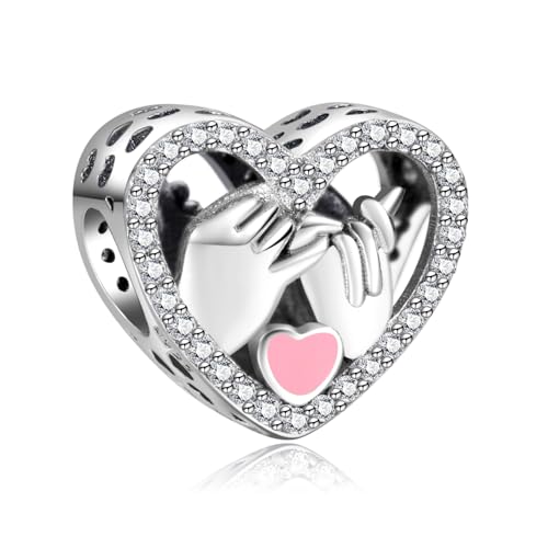 925 Silver Charms Pendants For Pandora Bracelet Golden charms Bead Safety Chain Clip set Heart Flower Animal Beads Family, Mom, Friend, Daughter, Birthday, Jewelry Gift - style: G-Love's Promise