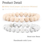 NCB 2.3-Piece 4mm Natural Crystal Gemstone Stretch Bracelets – Handmade Reiki Energy Healing Jewelry for Meditation,Yoga, Unisex - color: 2PCS ( Howlite+White Fossil Jasper ), size: 8mm