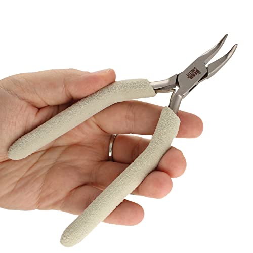 The Beadsmith Bent Chain Nose Pliers, 6.25 inches (159mm), Polished Steel Head with Elongated Handle & Double-leaf Spring - style: Bent Chain Nose