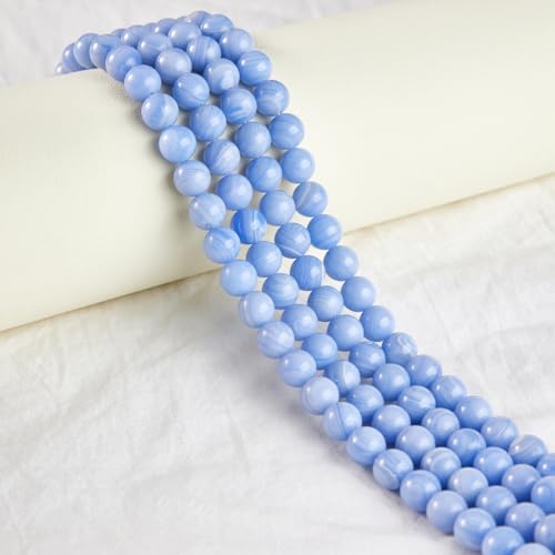 100pcs 8mm Blue Lace Agate Beads Natural Gemstone Beads Round Loose Beads for Jewelry and Bracelets Making - color: Blue Lace Agate, size: 8mm