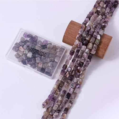 Natural Large AmethystCube Stone Beads 8x11mm 38cm/str Loose Semi Gemstone Stone Square Beads for Making Bracelets Necklace - color: Amethyst